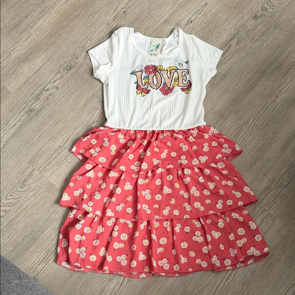 Lily Bleu White and Pink Floral Tiered Dress